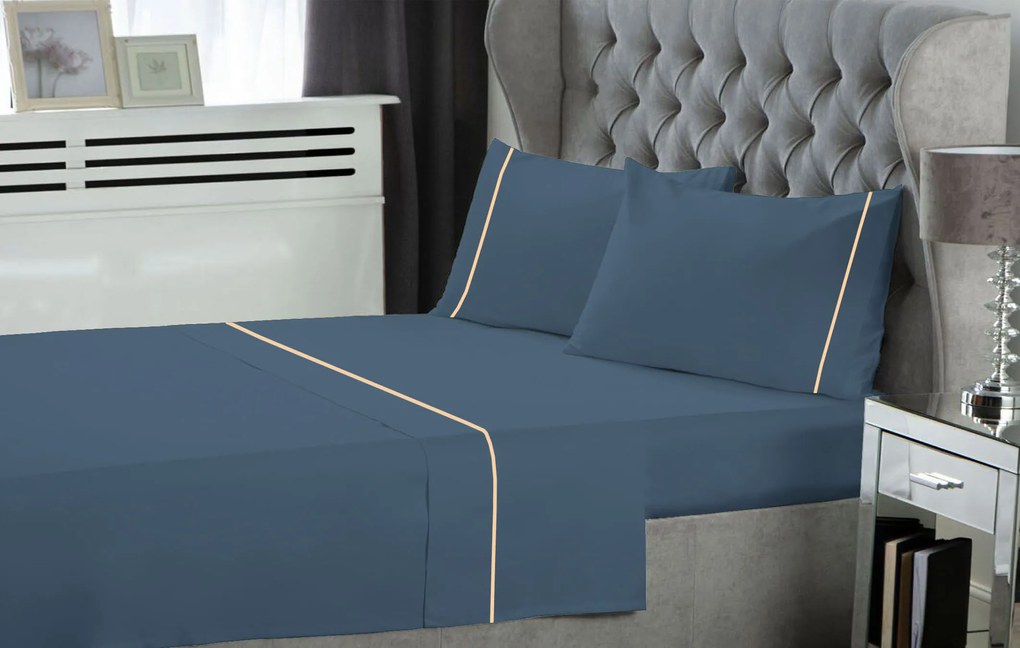 Σετ Σεντόνια Polycotton Υπέρδιπλα Με Λάστιχο 160x200+35εκ. Dusty Blue Le Blanc 7005950-22F