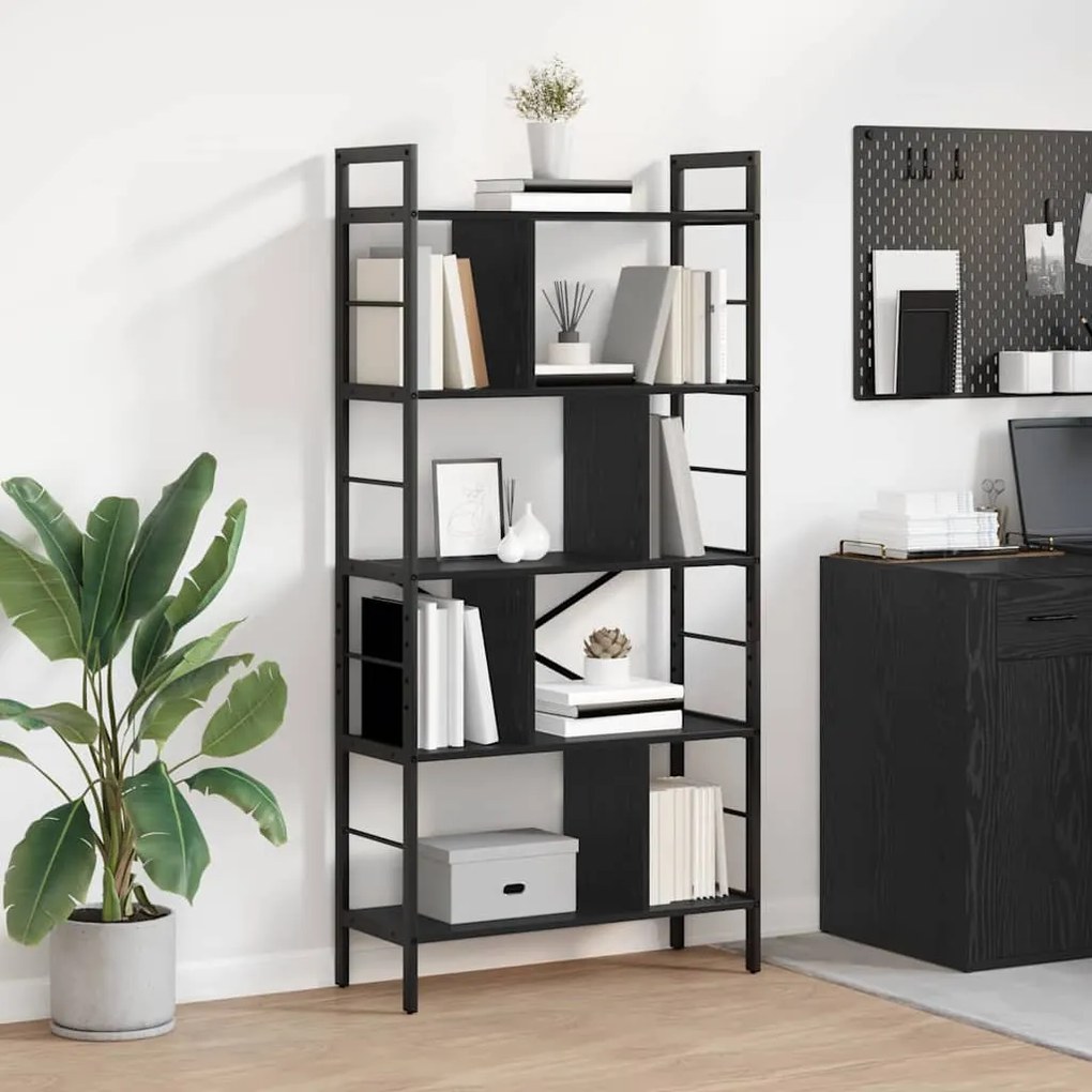 Ράφι Βιβλίων Μαύρη Οξυά 75 x 30 x 156 εκ. Επεξεργασμένο ξύλο