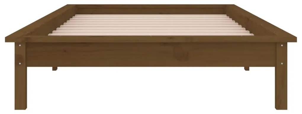 vidaXL Πλαίσιο Κρεβατιού Με LED Καφέ Μελί 90 x 200 εκ. από Μασίφ Ξύλο