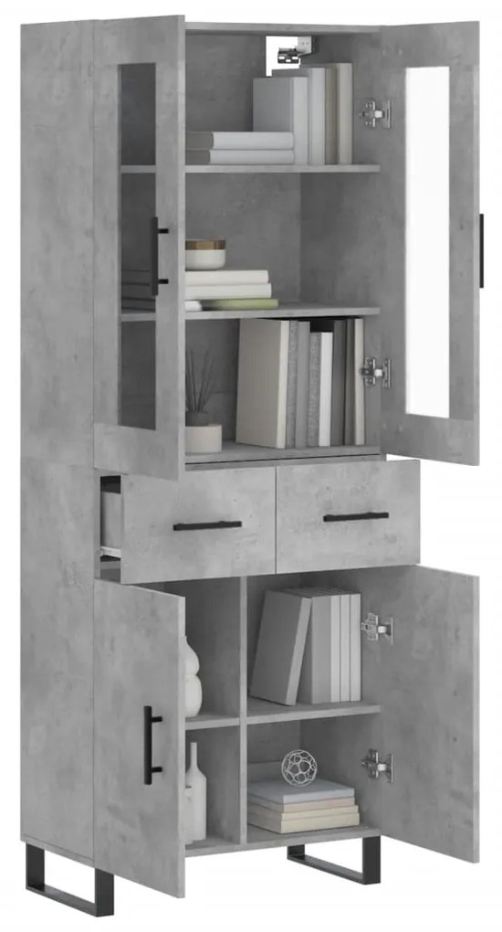 vidaXL Ντουλάπι Γκρι Σκυροδέματος 69,5x34x180 εκ. Επεξεργασμένο Ξύλο