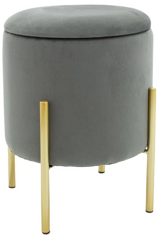 Σκαμπό Creativity βελούδο γκρι-χρυσό Φ35x42εκ 35x35x42 εκ.