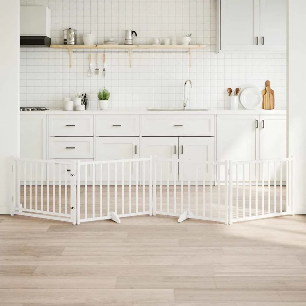 Διαχωριστικό Σκύλων/Πόρτα Πτυσσόμενο 4 Πάνελ 320εκ. Μασίφ Ελάτη