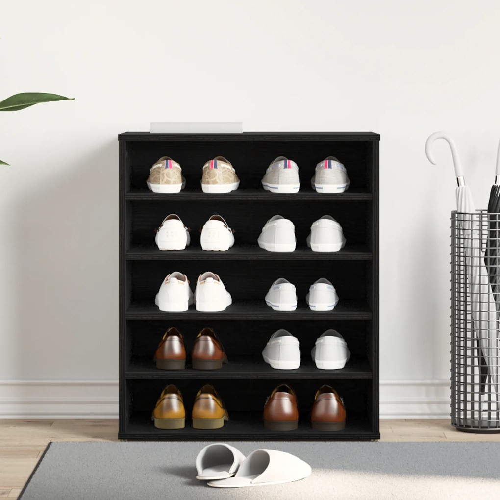 vidaXL Ντουλάπι Παπουτσιών Μαύρο Δρυς 60x35x70 εκ Επεξεργασμένο Ξύλο