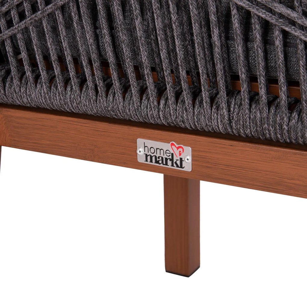 Καρέκλα - Πολυθρόνα HOWARD C5543.11 Αλουμίνιο Καφέ - Σχοινί - Μαξιλάρι Γκρί 57,5x62x84Υ εκ. 4αδα 57.5x62x84 εκ.