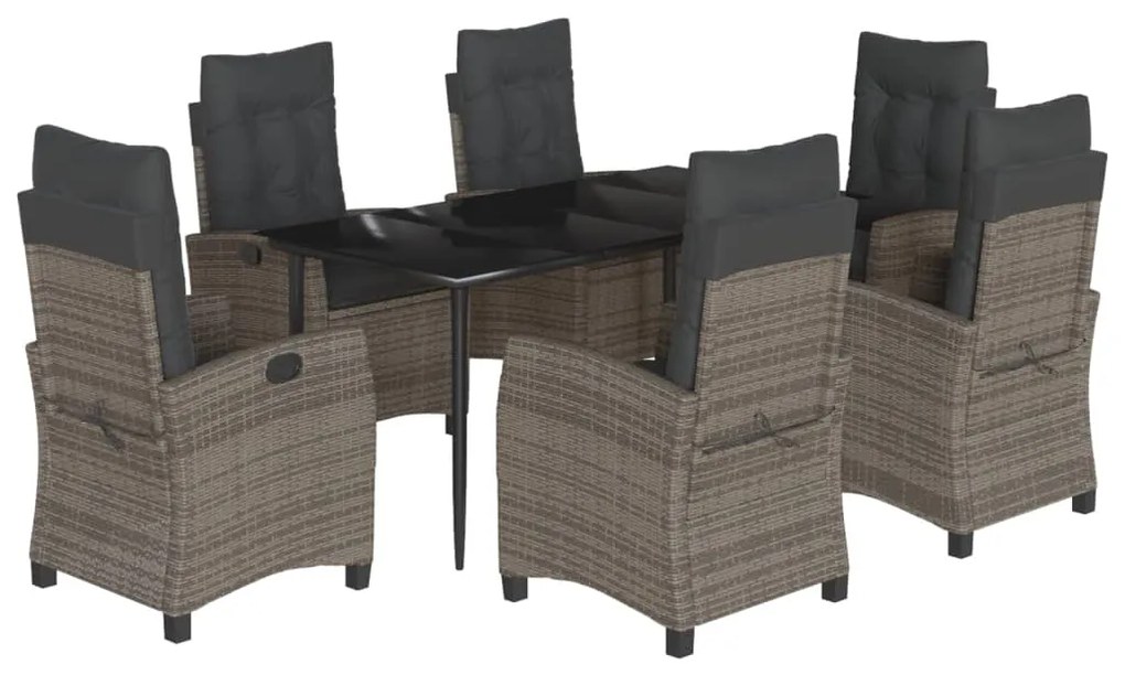 vidaXL Σετ Τραπεζαρίας Κήπου 7 τεμ. Γκρι Συνθ. Ρατάν με Μαξιλάρια