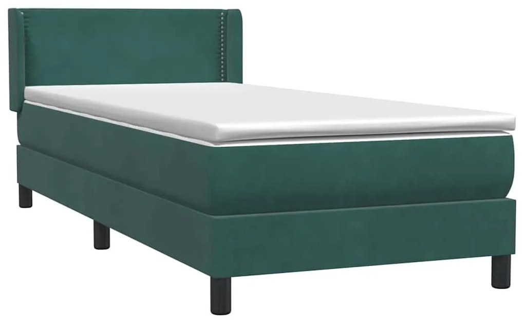 BOX SPRING ΚΡΕΒΑΤΙ ΜΕ ΣΤΡΩΜΑ ΣΚΟΥΡΟ ΠΡΑΣΙΝΟ 90X210ΕΚ. ΒΕΛΟΥΔΙΝΟ 3318018