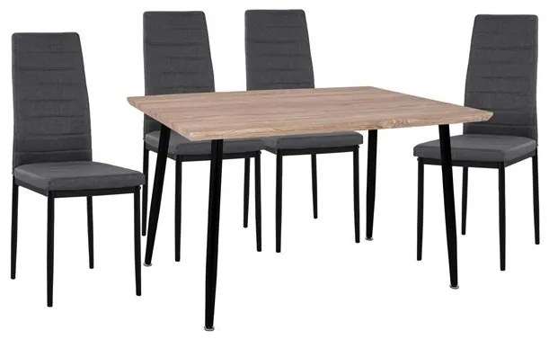 ΣΕΤ 5ΤΜΧ ΤΡΑΠΕΖΙ SONAMA & ΚΑΡΕΚΛΕΣ ΜΕΤΑΛΛΙΚΕΣ LADY ΓΚΡΙ ΥΦΑΣΜΑ ΜΑΥΡΟ HM11027.10 120x70x76.5 cm