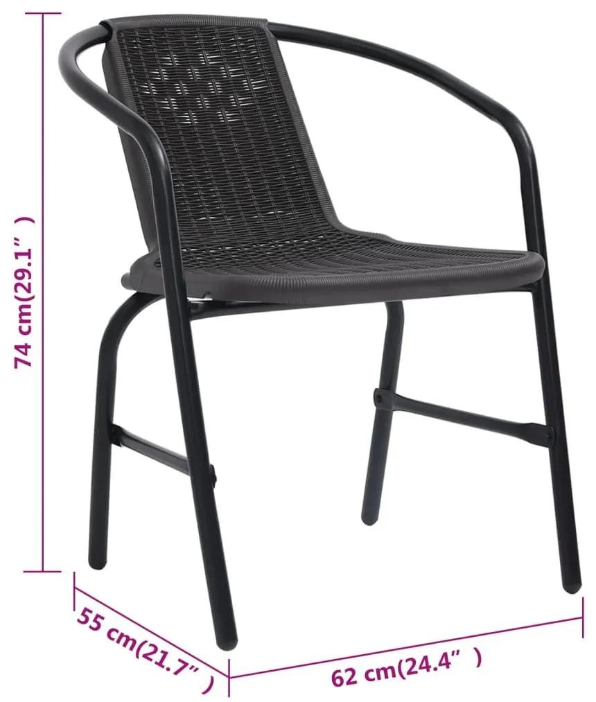 Καρέκλες Κήπου 8 τεμ. 110 κιλά από Πλαστικό Ρατάν &amp; Ατσάλι - Μαύρο