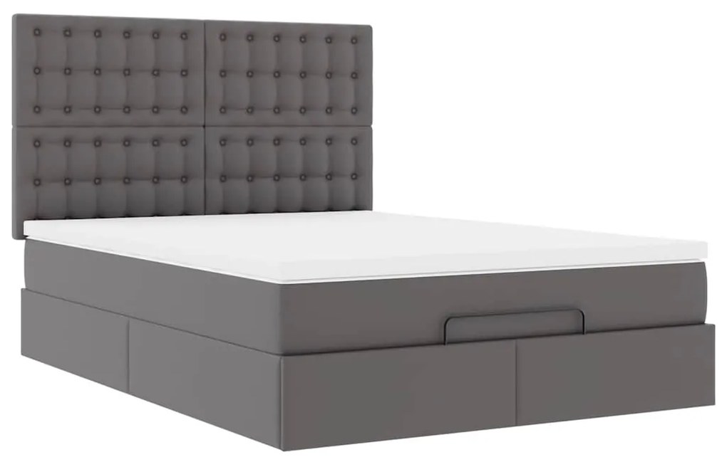 vidaXL Οθωμανικό κρεβάτι με στρώμα Γκρι 140x200cm Faux Leather