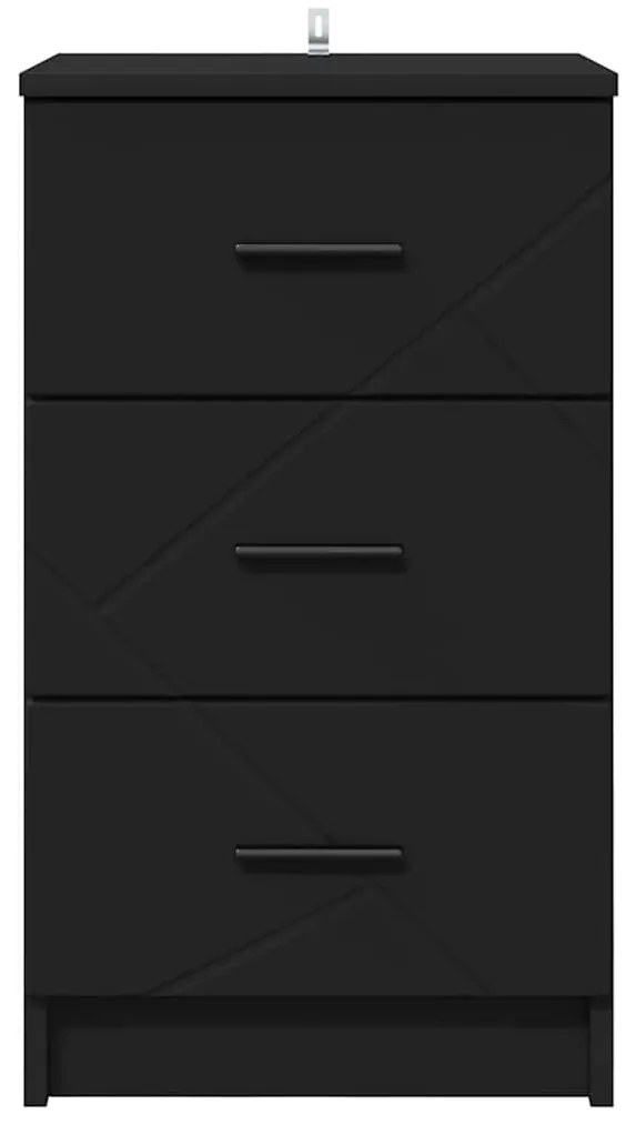 vidaXL Κομοδίνο με συρτάρι Μαύρο 38 x 38 x 66 εκ Επεξεργασμένο ξύλο