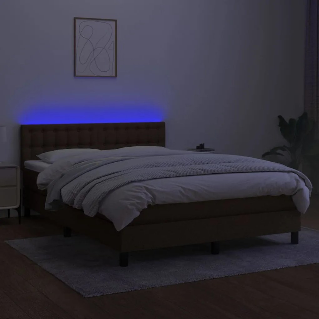 ΚΡΕΒΑΤΙ BOXSPRING ΜΕ ΣΤΡΩΜΑ &amp; LED ΣΚ.ΚΑΦΕ 140X190 ΕΚ ΥΦΑΣΜΑΤΙΝΟ 3133472