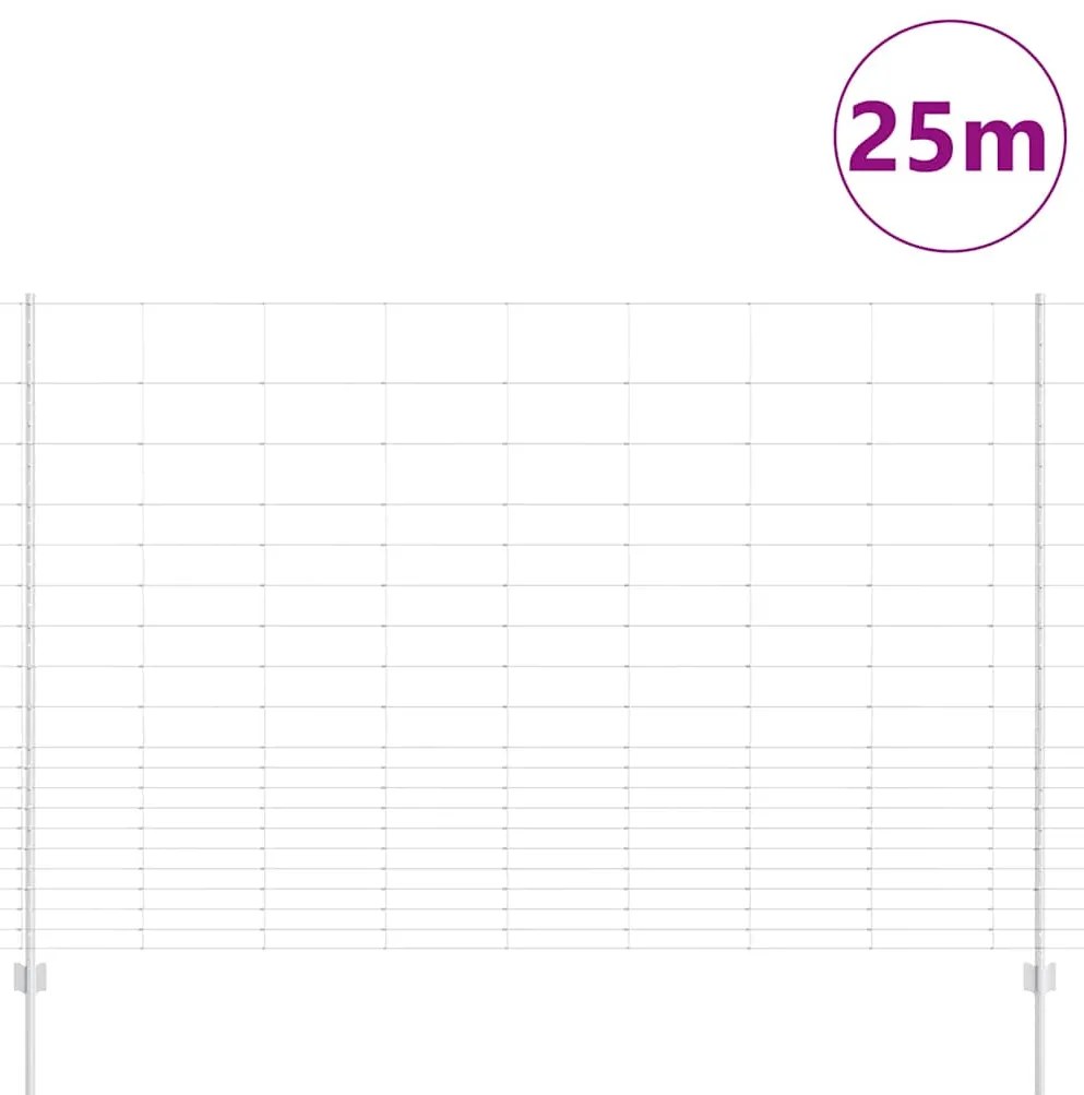 vidaXL Φράχτης με Στήλες. Ασημί 1.6 x 25 m Ατσάλι
