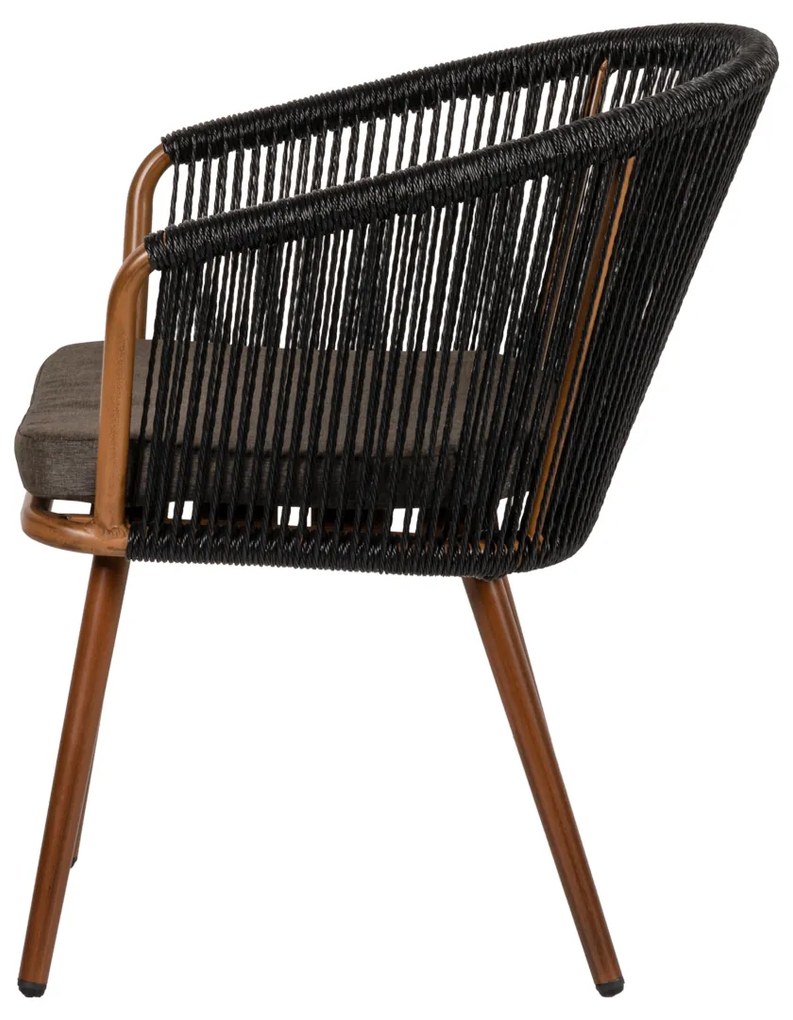 Πολυθρόνα Κήπου LOFOI Μαύρο/Καφέ Αλουμίνιο/Rattan 60x62x81cm - 14840010 - 14840010
