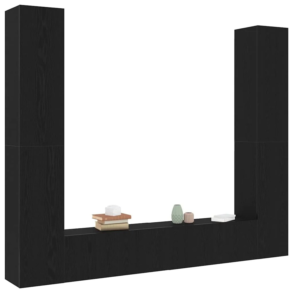 vidaXL Ντουλάπι TV 6 pcs Μαύρο 80 x 30 x 30 εκ Επεξεργασμένο ξύλο