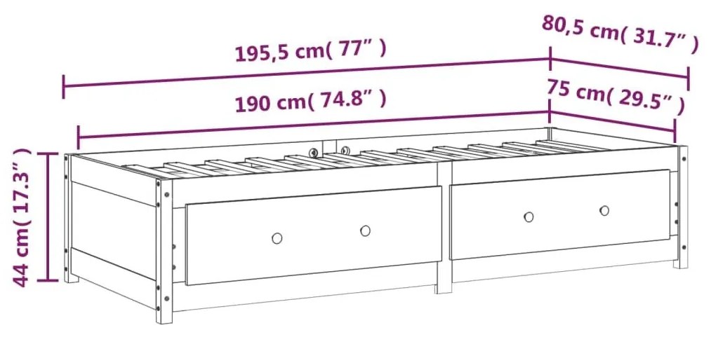 Κρεβάτι LED 75x190 εκ Μασίφ Ξύλο Πεύκου Small Single - Καφέ