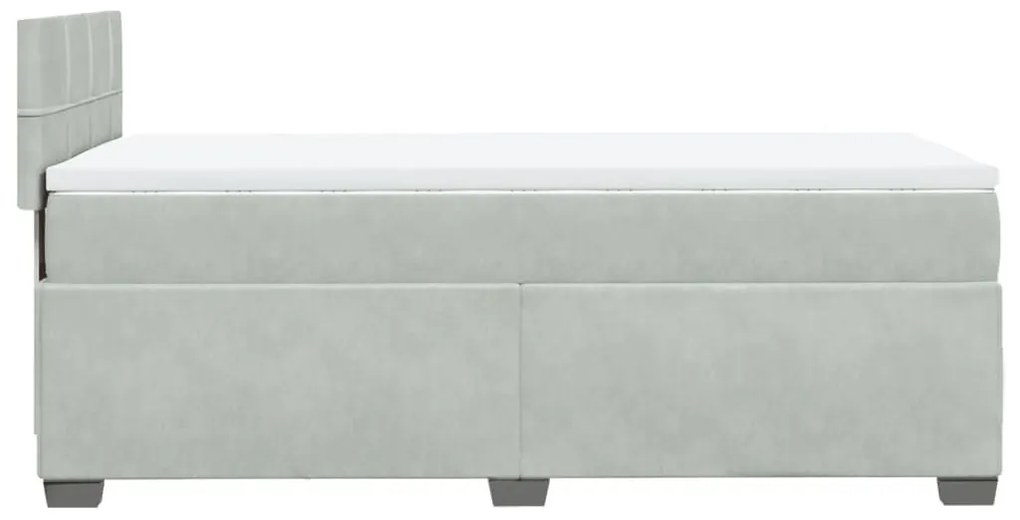 Κρεβάτι Boxspring με Στρώμα Ανοιχτό Γκρι 90x190 εκ. Βελούδινο - Γκρι