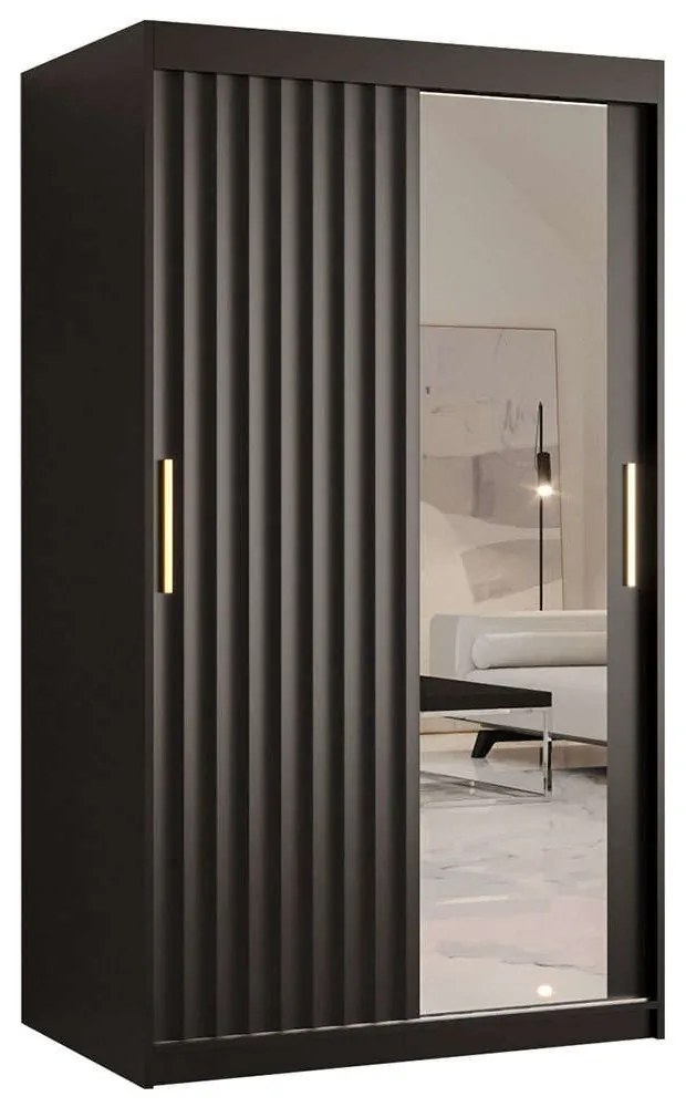 Ντουλάπα Δίφυλλη Συρόμενη Riflo Wave 162577729 100x62x200cm Black-Gold Two Door
