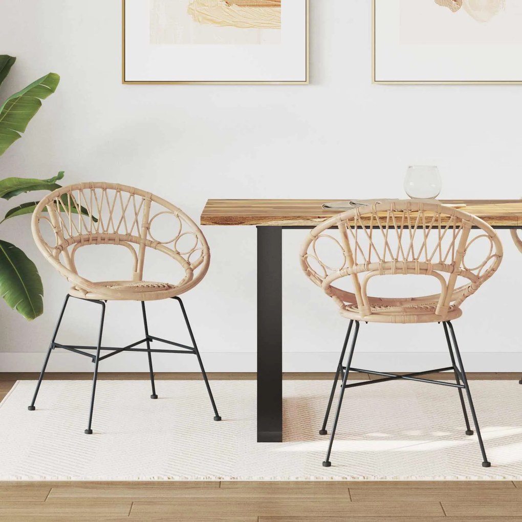 vidaXL Καρέκλα τραπεζαρίας 2 pcs Φυσικό 49 x 51 x 81 εκ