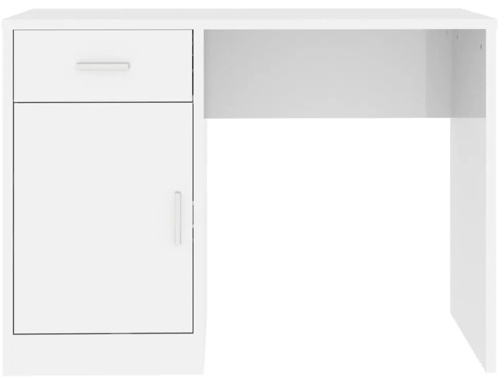 vidaXL Γραφείο με Συρτάρι &amp; Ντουλάπι Γυαλ. Λευκό 100x40x73 εκ Επ. Ξύλο