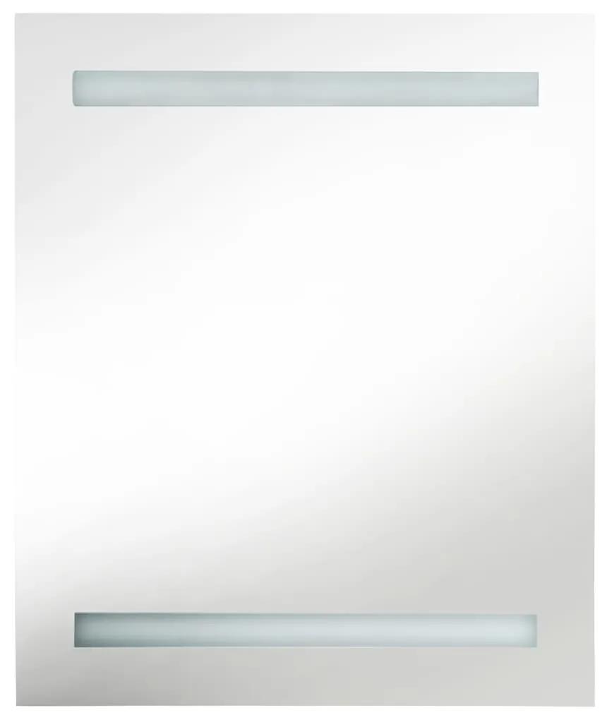 vidaXL Καθρέφτης Μπάνιου με Ντουλάπι & LED Λευκό και Δρυς 50x14x60 εκ.