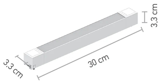 InLight Γραμμικό φωτιστικό LED 20W 3000K για μονοφασική ράγα σε λευκή απόχρωση D:30cmX3,3cm (T02601-WH)