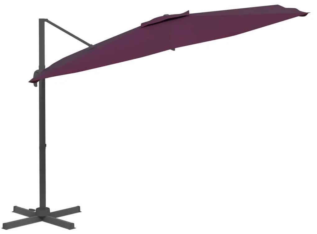 vidaXL Κρεμαστή Ομπρέλα με LED Μπορντό 400 x 300 εκ.