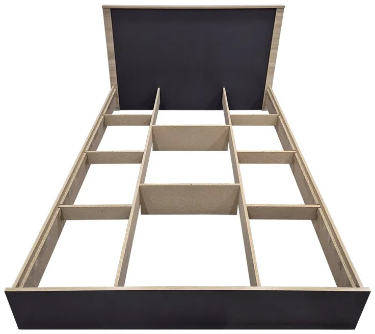 Κρεβάτι Athos pakoworld σε sonoma-ανθρακί απόχρωση 140x200εκ