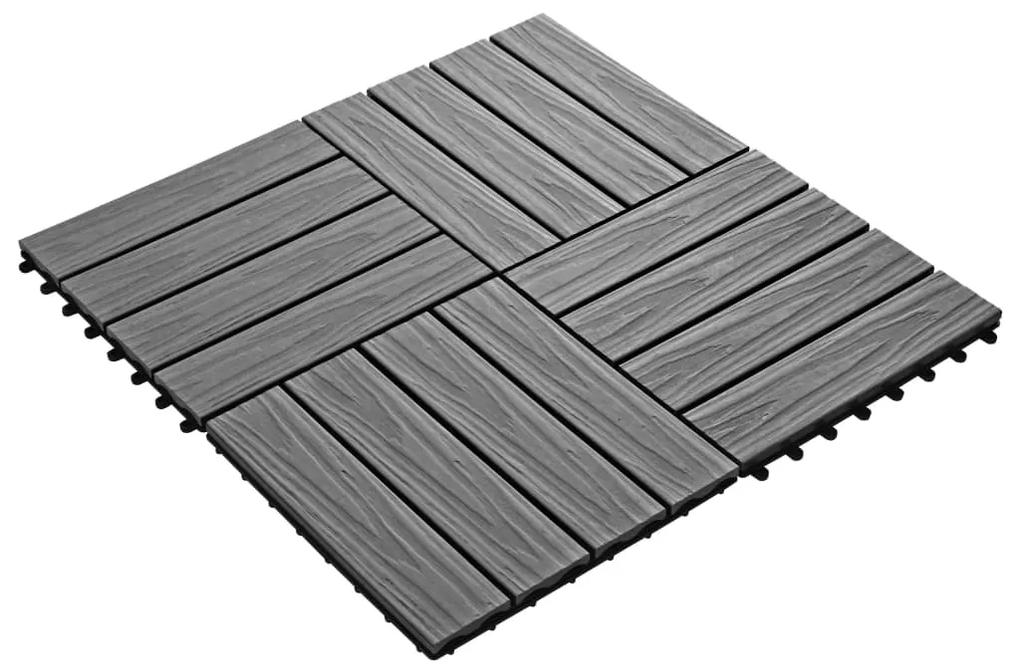 vidaXL Πλακάκια Deck 11 τεμ. Ανάγλυφα Γκρι 30x30 εκ. 1 μ² WPC