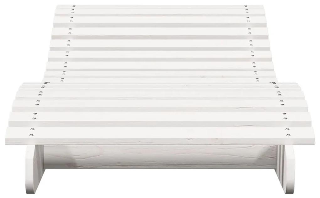 vidaXL Ξαπλώστρα Λευκό 205x70x31,5 εκ. από Μασίφ Ξύλο Πεύκου