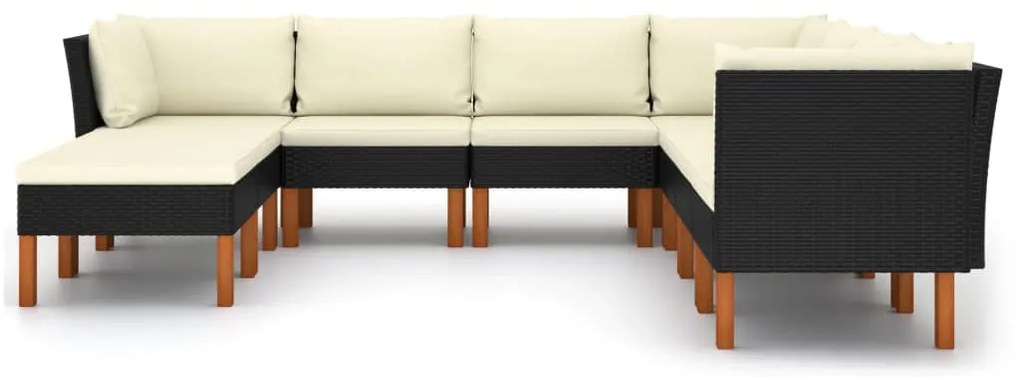 vidaXL Σαλόνι Κήπου 9 Τεμαχίων Μαύρο από Συνθετικό Ρατάν με Μαξιλάρια