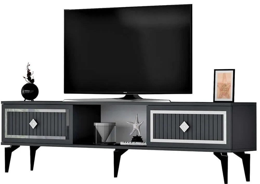 Έπιπλο Τηλεόρασης Nil 475OLV2638 150x29,6x44,6cm Anthracite-Silver