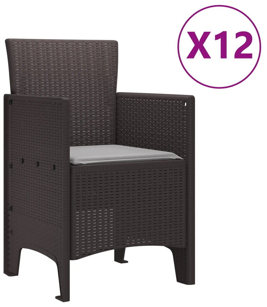 vidaXL 13 τεμάχιο σετ τραπεζαρίας κήπου με μαξιλάρια καφέ συνθετικό ρατάν