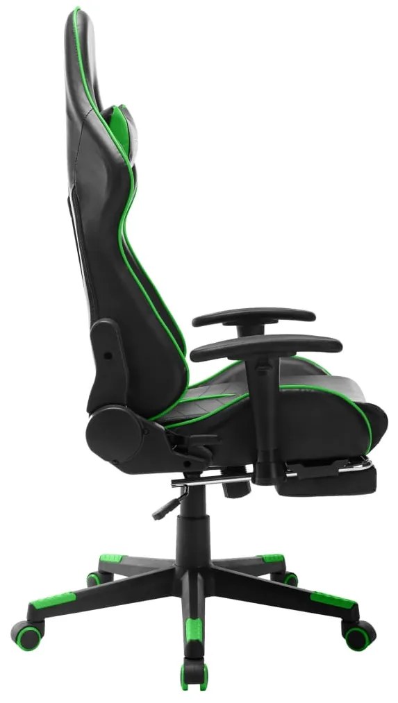 vidaXL Καρέκλα Gaming με Υποπόδιο Μαύρο / Πράσινο από Συνθετικό Δέρμα
