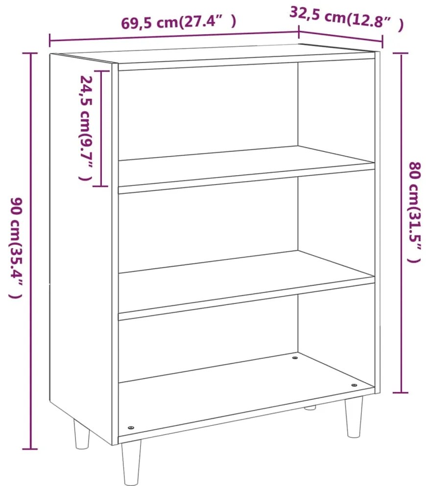 vidaXL Ντουλάπι Γκρι Σκυροδέματος 69,5x32,5x90 εκ. Επεξεργασμένο Ξύλο
