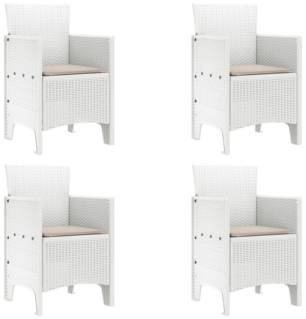 vidaXL Σέτ Τραπεζαρίας Κήπου 5 pcs Λευκό 150 x 100 x 73 εκ. PE Ρατάν