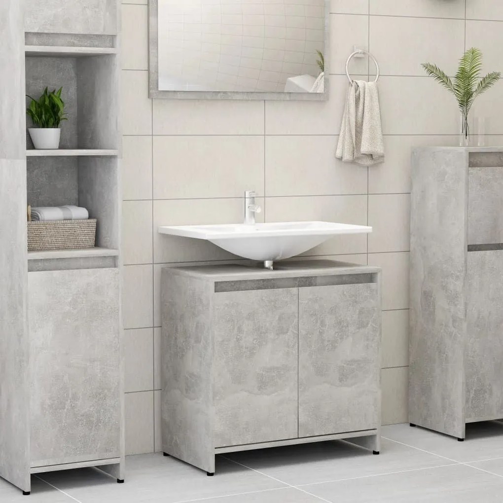 Ντουλάπι Νιπτήρα Γκρι του Σκυροδέματος 60x33x61 εκ. Επεξ. Ξύλο 802646