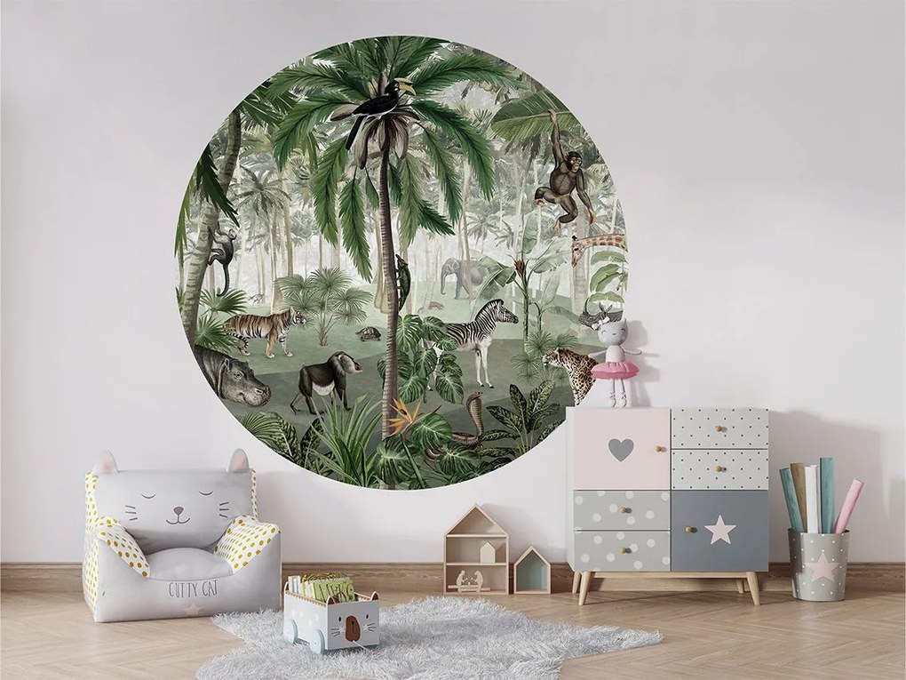Jungle Lookbook Ταπετσαρια Τοιχου Πρασινο Στρογγυλη 80cm