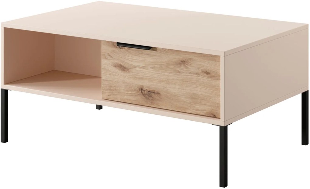 Τραπεζάκι Rave με συρτάρια Μπεζ+φυσικό Viking 97x45x60cm