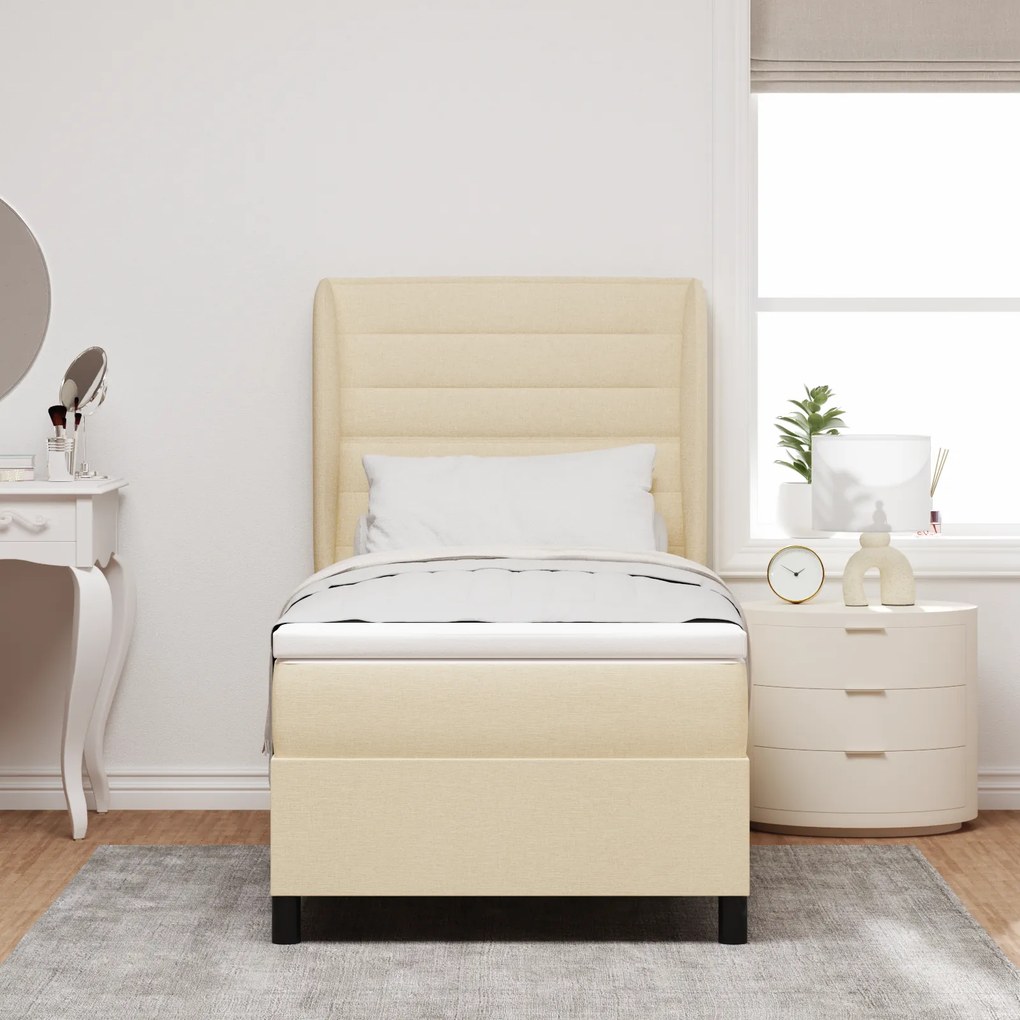 vidaXL Κρεβάτι με Ελατήρια και Στρώμα Κρεμ 90x200 cm