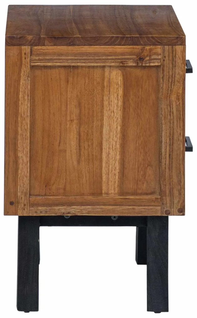 vidaXL Κομοδίνο με συρτάρι Φυσικό 40 x 35 x 55 εκ Στερεό Ξύλο Τίκ