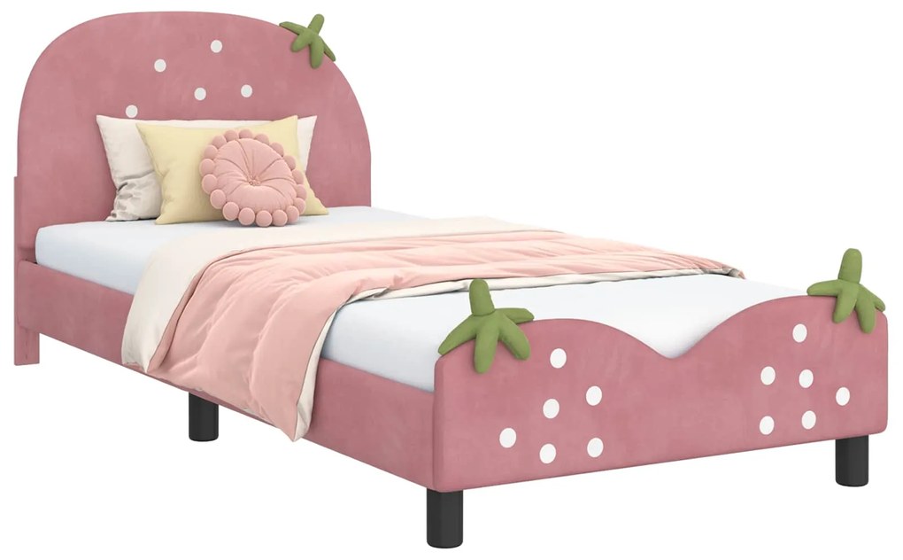 vidaXL Κρεβάτι Παιδικής Κρεβατοκάμαρας με Κεφαλάκι Ροζ 80 x 200 cm