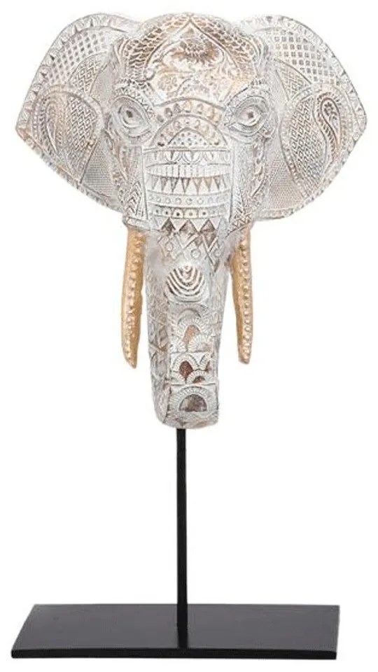 Διακοσμητικό Αντικείμενο Elephant 276-223-002 18x13x30cm White-Gold Polyresin