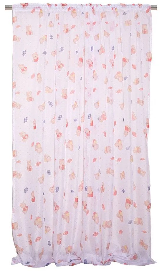 Κουρτίνα Παιδική Αρκουδάκι Με Τρέσα White Viopros 140X270cm 140x270cm Πολυέστερ