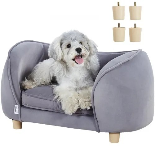 VEVOR Pet Sofa, Dog Couch for Small Dogs and Cats, Soft Velvety Dog Sofa Bed, 66 lbs Loading Cat Sofa, Dark Grey
