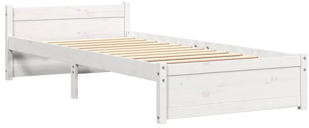 vidaXL Πλαίσιο Κρεβατιού Λευκό 90 x 190 εκ. Μασίφ Ξύλο Single