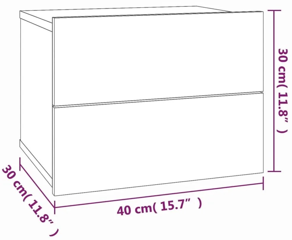 Κομοδίνα 2 Τεμ. Καπνιστή Δρυς 40x30x30 εκ. από Επεξεργ. Ξύλο - Καφέ