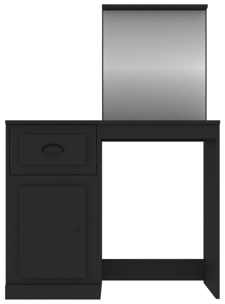 Μπουντουάρ με Καθρέφτη Μαύρο 90x50x132,5 εκ. Επεξ. Ξύλο - Μαύρο