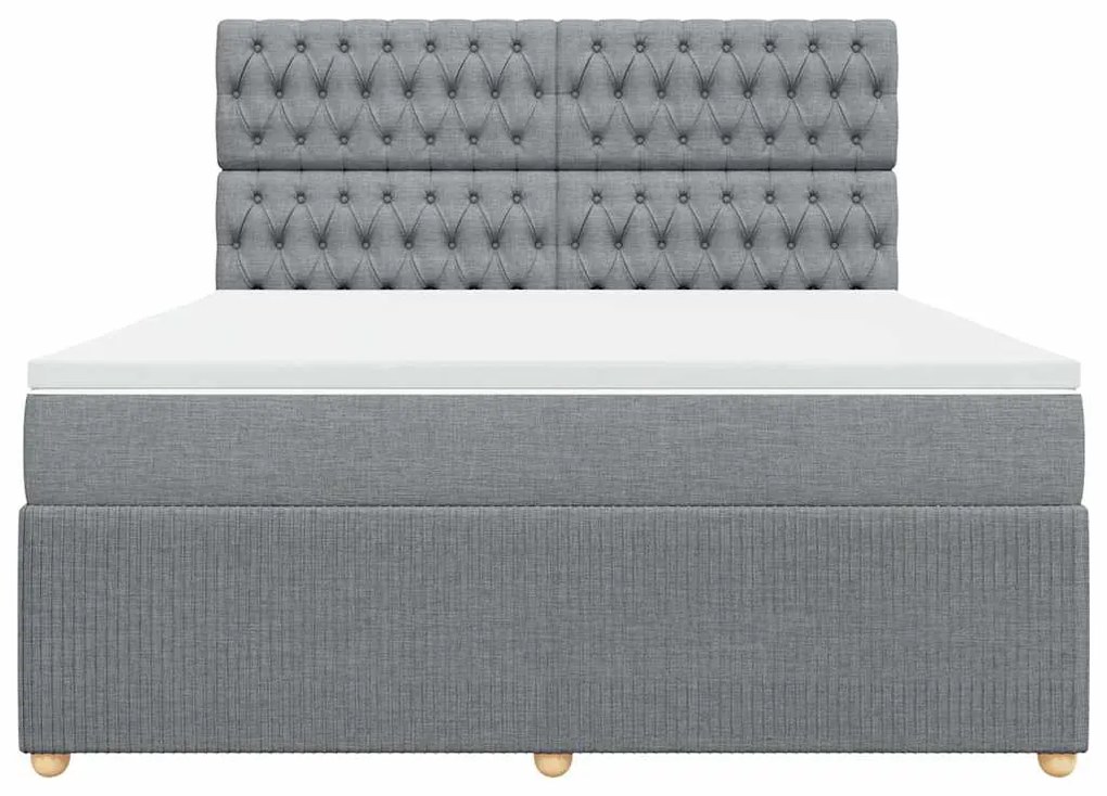 vidaXL Κρεβάτι Boxspring με Στρώμα Ανοιχτό Γκρι 180x200 εκ. Υφασμάτινο