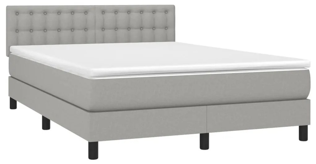 Κρεβάτι Boxspring με Στρώμα Ανοιχτό Γκρι 140x190 εκ. Υφασμάτινο - Γκρι