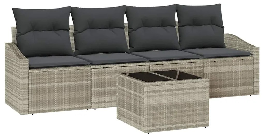 vidaXL Σετ Καναπέ Κήπου με μαξιλάρι 5 pcs Ανοιχτό γκρι 55 x 55 x 37 εκ